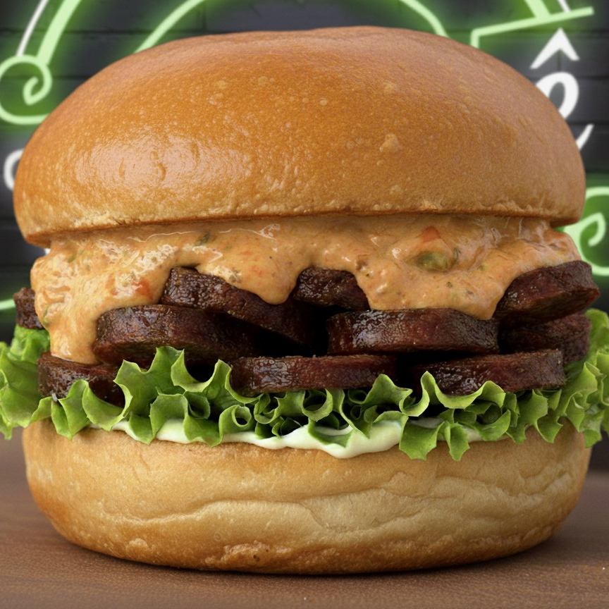 Linguiça vegetal artesanal Tofulelê em rodelas, acompanhada de molho parmegiana (molho de tomate, orégano, azeitonas e vegarela), alface e maionese da casa no pão brioche. Alergênicos: Contém Aveia, Derivados De Trigo E Soja. Pode conter Castanha De Caju. Contém Glúten.