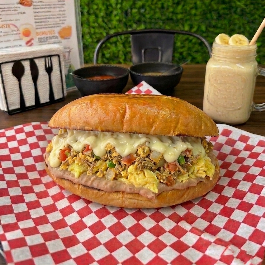 TORTA DE HUEVO CON MACHACA A LA MEXICANA