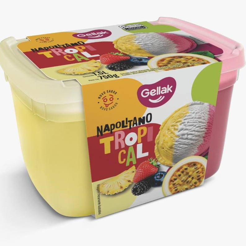 Sabor abacaxi, frutas vermelhas e maracujá.