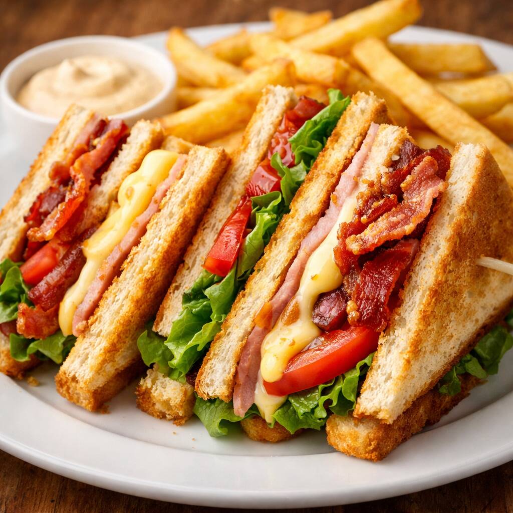 Sandwich Club + Papas