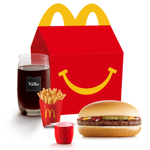 O McLanche Feliz acompanha sanduíche hambúrguer com tomatinho ou McFritas como acompanhamento, uma refrescante bebida e Petit Suisse do Méqui como sobremesa. Brinquedo sujeito a disponibilidade de estoque por restaurante. Confira informações nutricionais