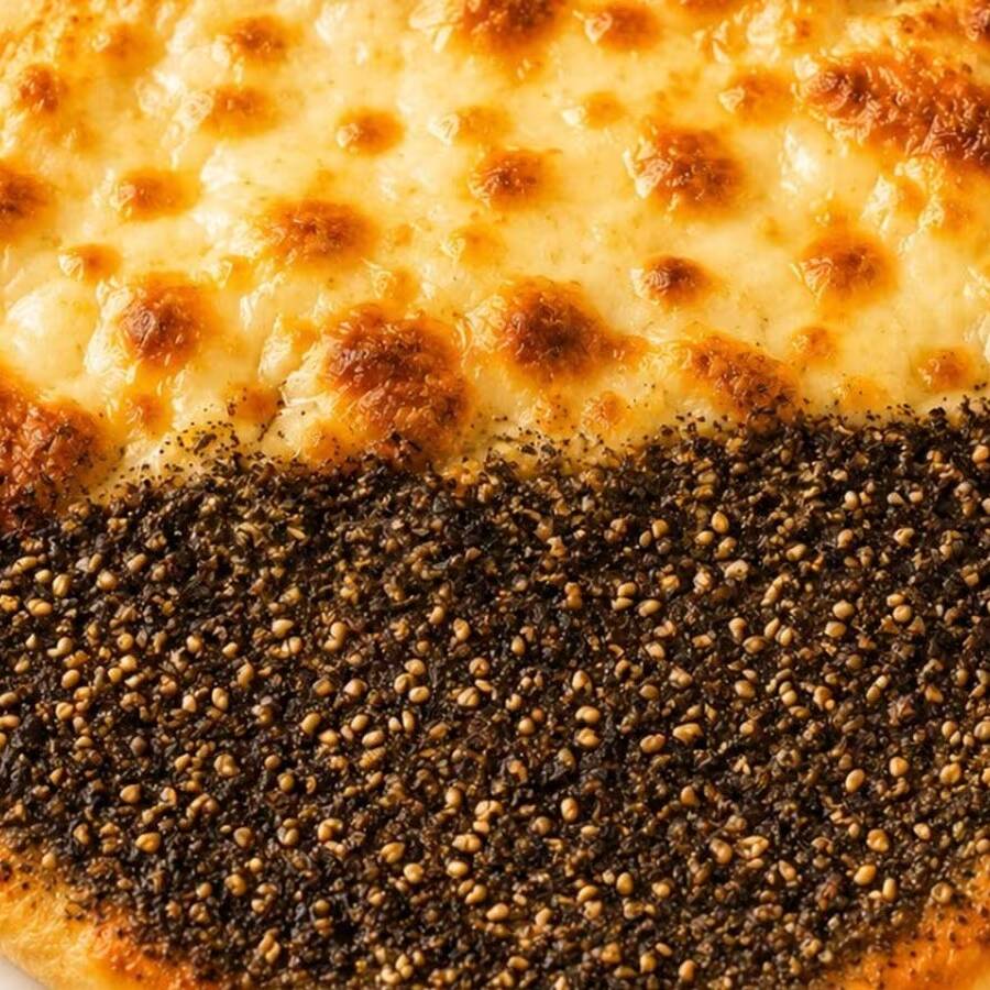 Esfiha de Queijo e Zaatar 15cm. Queijo cremoso com o perfume do zaatar em massa artesanal dourada. Equilíbrio perfeito entre Oriente e conforto.
-----tags-----
esfiha, muhammara, comida árabe, culinária síria, artesanal, gourmet, delivery, almoço, jantar, lanche, assado, forno, especialidade da casa, ingredientes frescos, sabor oriental