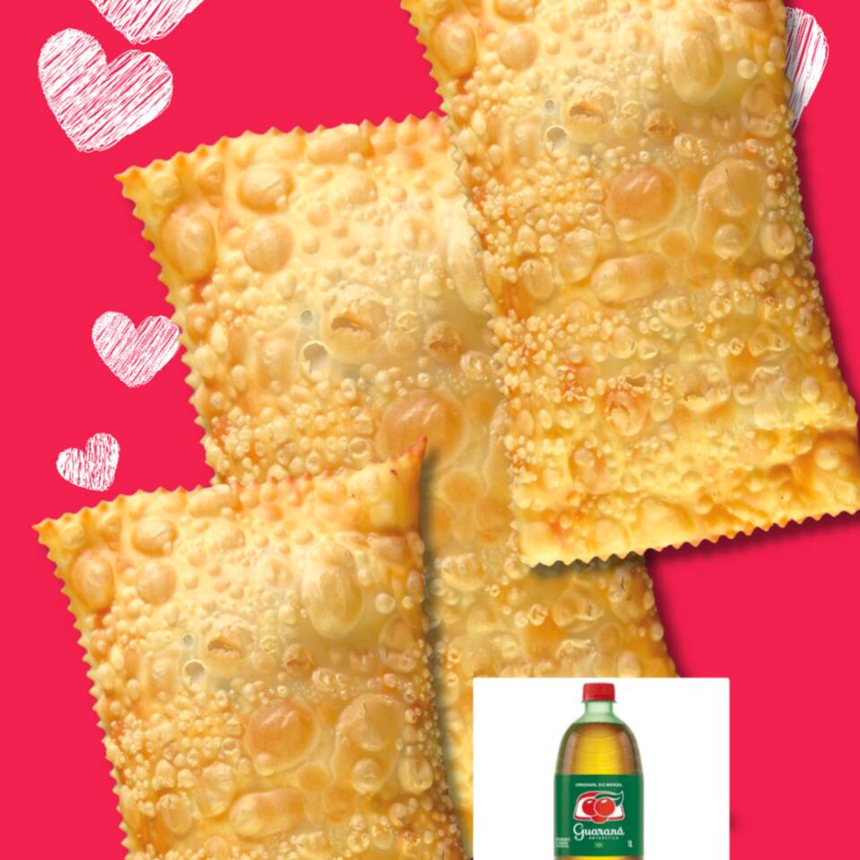 4 pastéis médio com guaraná de 1 litro