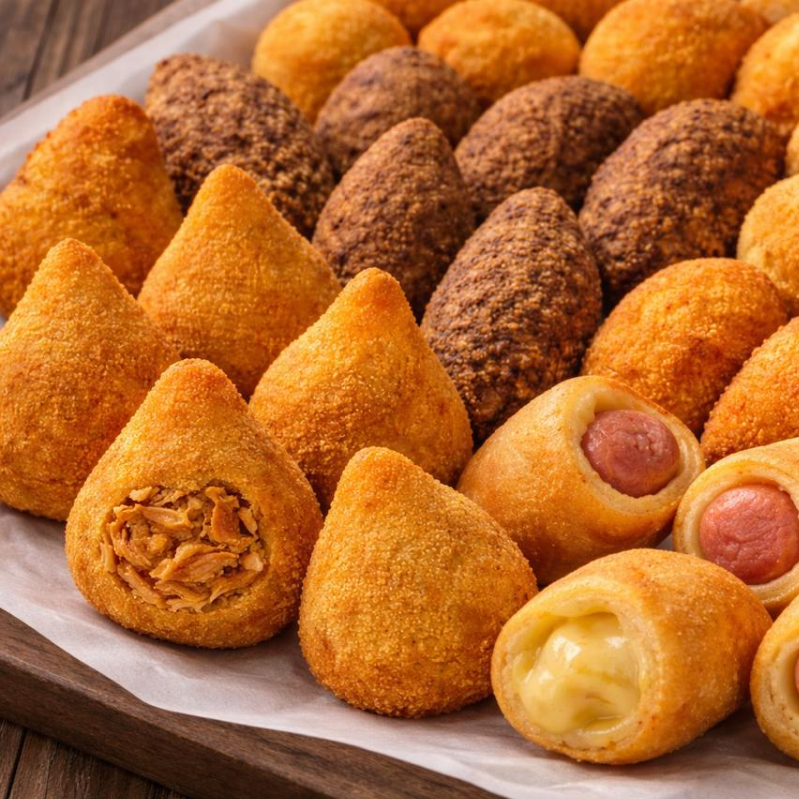 Produto sortido Os sabores são enviados conforme disponibilidade do dia. Não realizamos troca ou reembolso por preferência de sabor MINI SALGADOS.