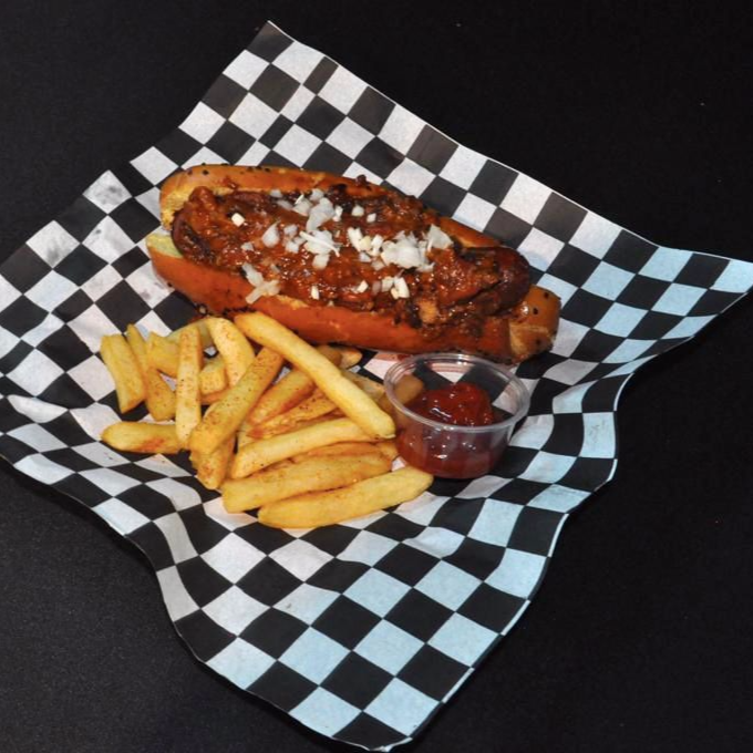 Hot Dog Chilli con Papas