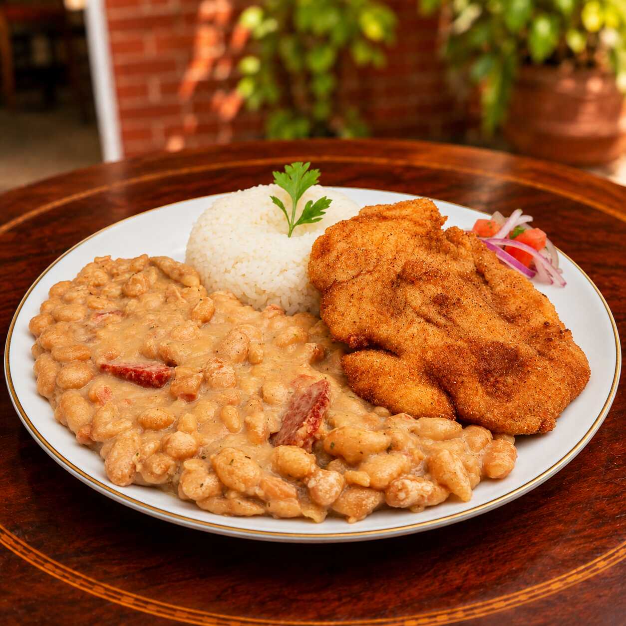 Frejoles con Milanesa Artesanal