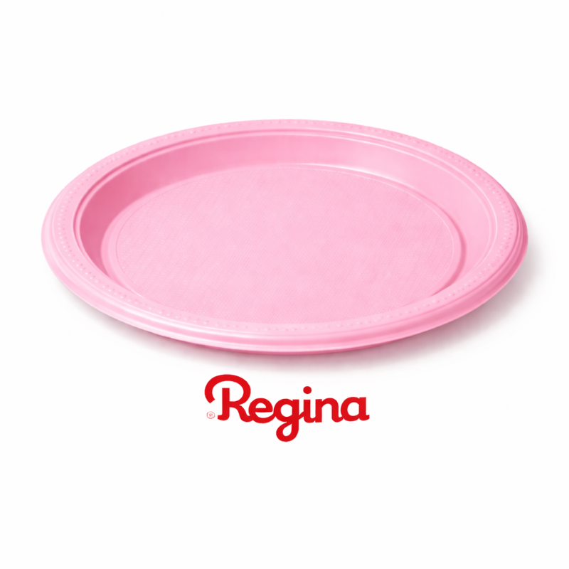 Prato Plástico Descartável 15cm Rosa Regina com 10 unidades