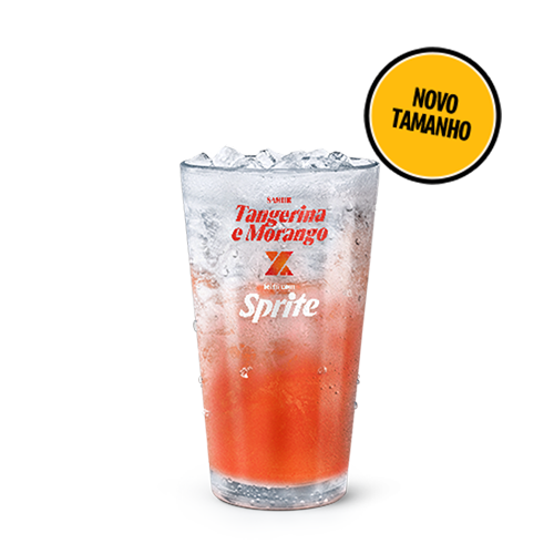 McDonalds e Sprite se uniram para trazer para você uma nova bebida refrescante e inovadora. Ao misturar o sabor da tangerina e doçura do morango presentes no xarope com a refrescância do limão da Sprite, conseguimos um refrigerante único que você só encontra no McDonald's. IMAGEM MERAMENTE ILUSTRATIVA.