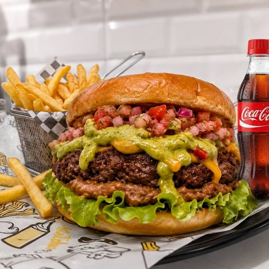 Combo Hamburguesa La chingona + Papas y Gaseosa