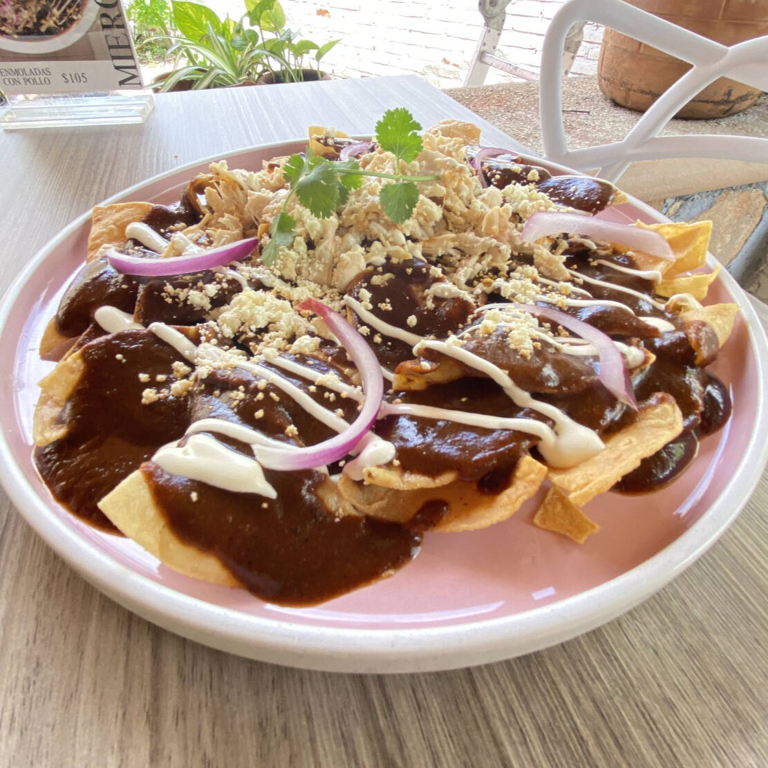 Chilaquiles de Mole con Pollo