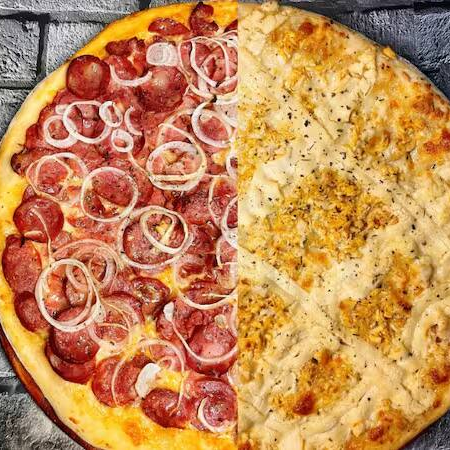 Meia Pizza Calabresa & Meia Frango com Catupiry