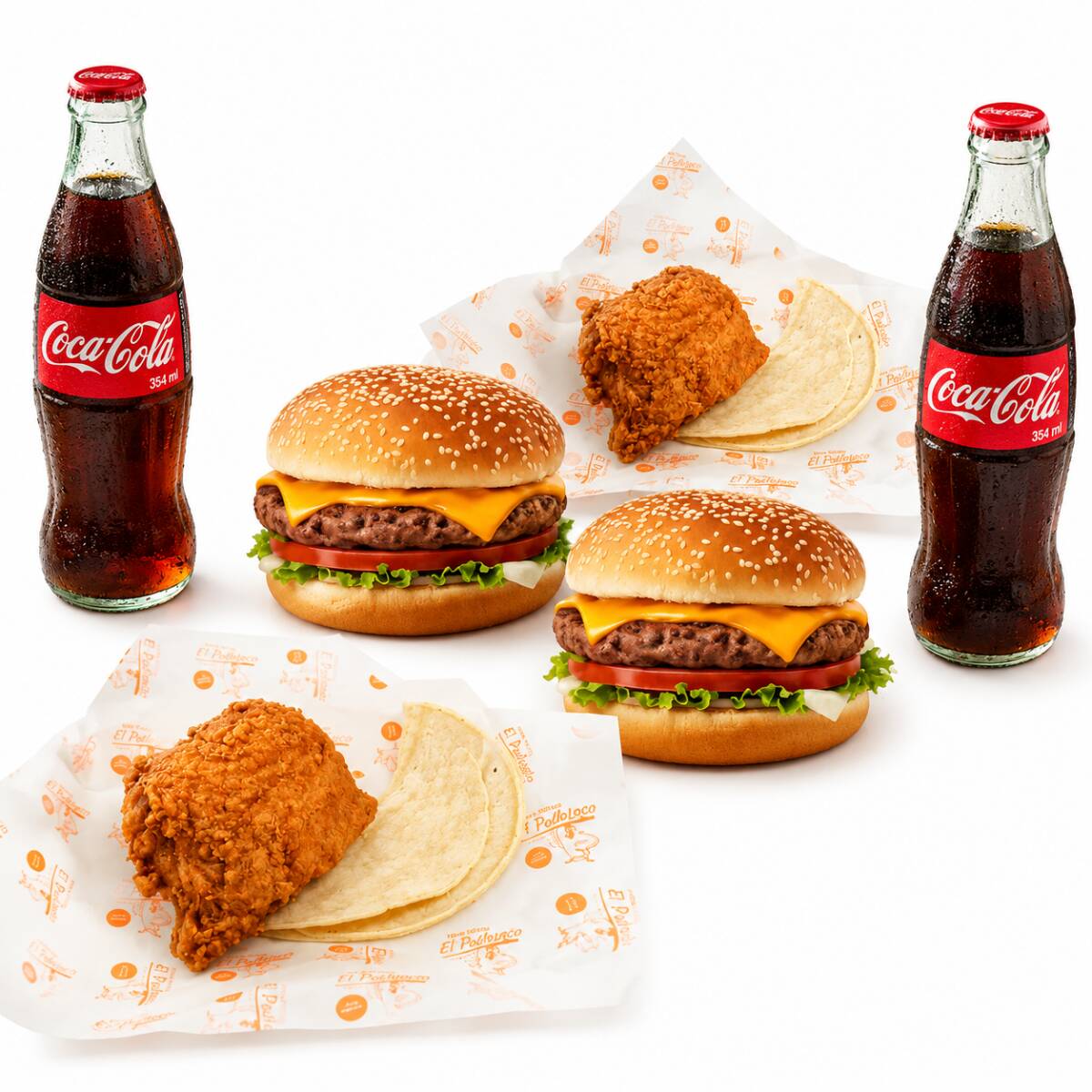 2 Caderas Pollo + 2 Hamburguesas + 2 Refrescos