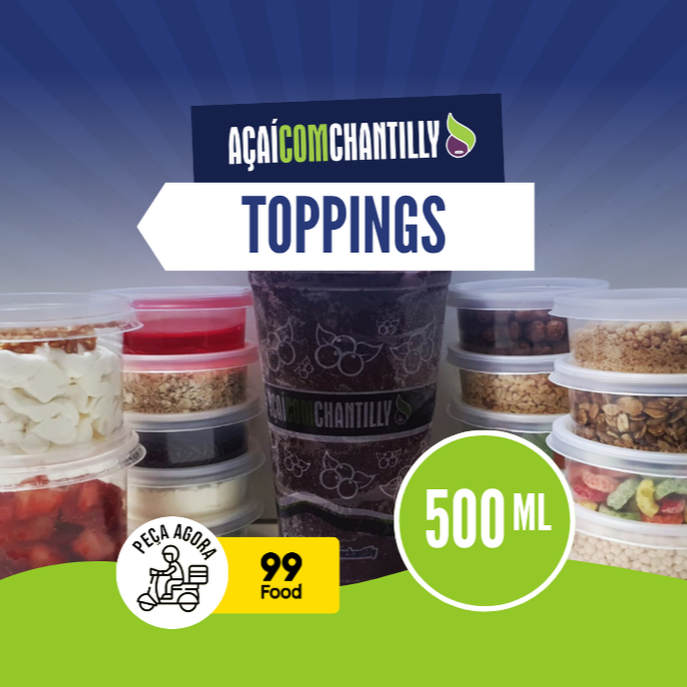 Seu açaí orgânico, batido com frutas de verdade, sem química, uma experiência incrível, apenas seu açaí no copo de 500ml com os toppings enviados em potes separados !