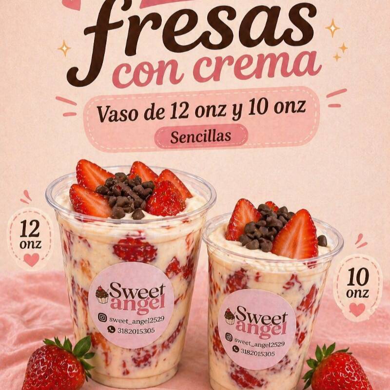 Combo Fresas con Crema Sencillas 12Onz y 10Onz