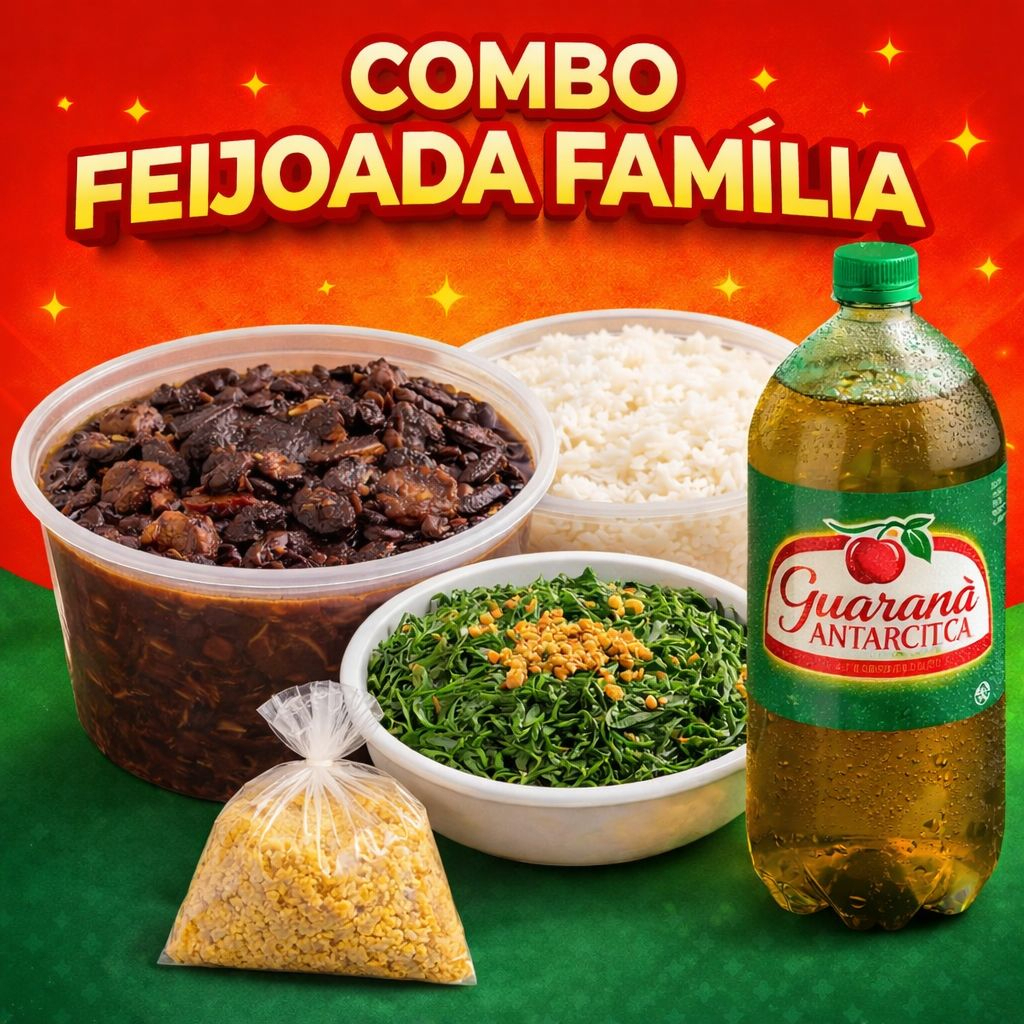 Feijoada completa, 1.5l + Guaraná antarctica 2 litros.
