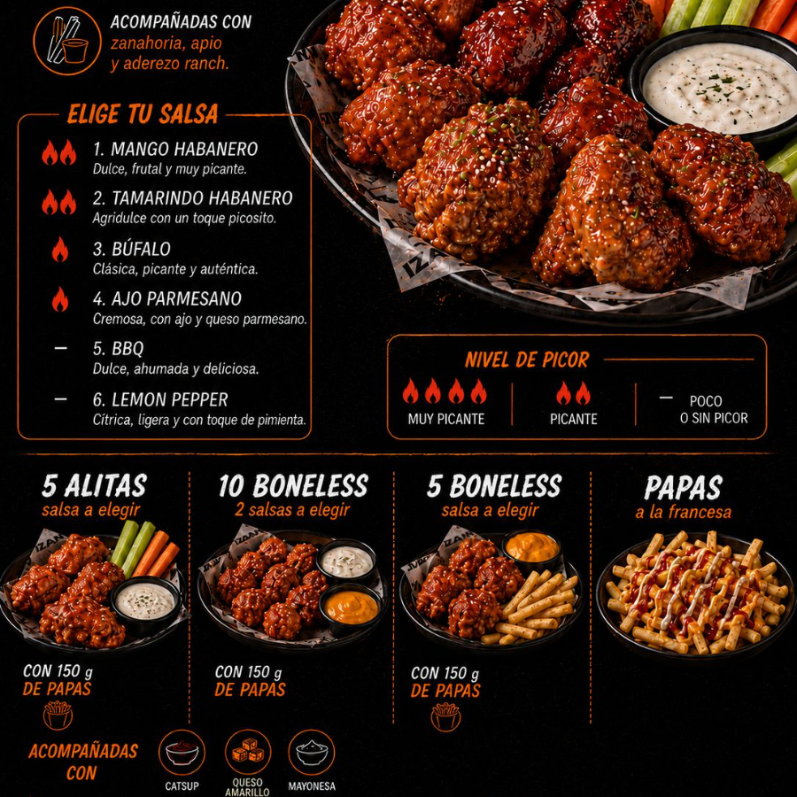 10 Boneless (2 salsas)