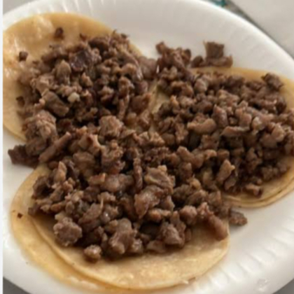 Tacos de Asada 4 la orden doble tortilla