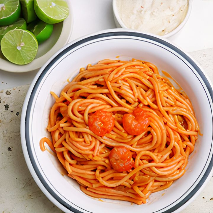 Spaguetti con Camarones.