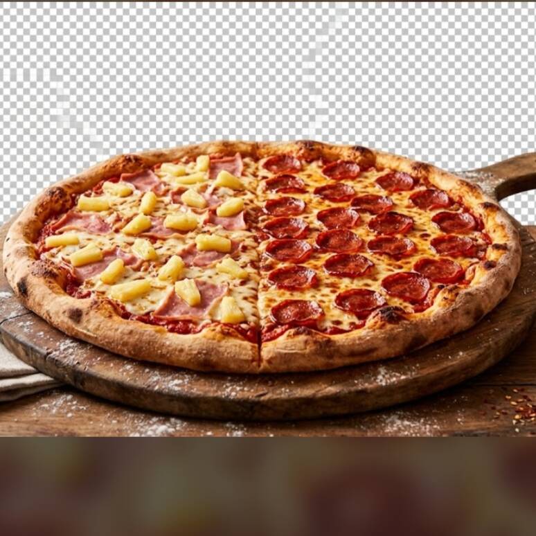Pizza Grande Mitad Hawaiana Mitad Pepperoni