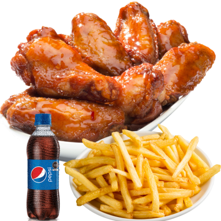 6 Alitas + Papas Fritas + 1 Gaseosa 355 Ml