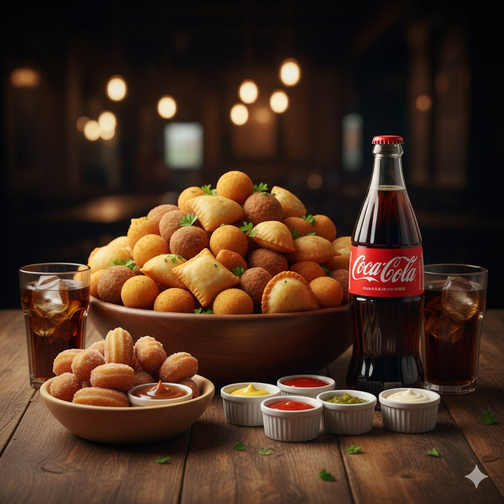 Este Combo Família é perfeito para agradar a todos! Composto por 200 salgadinhos variados, meticulosamente preparados em nossa cozinha, entregues fritos e quentinhos, trazendo um sabor irresistível. Para acompanhar, você ganha 2 litros de Coca Cola, refrescante e borbulhante. E para finalizar, deliciosas 30 mini churros de doce de leite, recheadas e muito saboroso! Uma combinação perfeita para tornar qualquer reunião familiar ainda mais especial.
