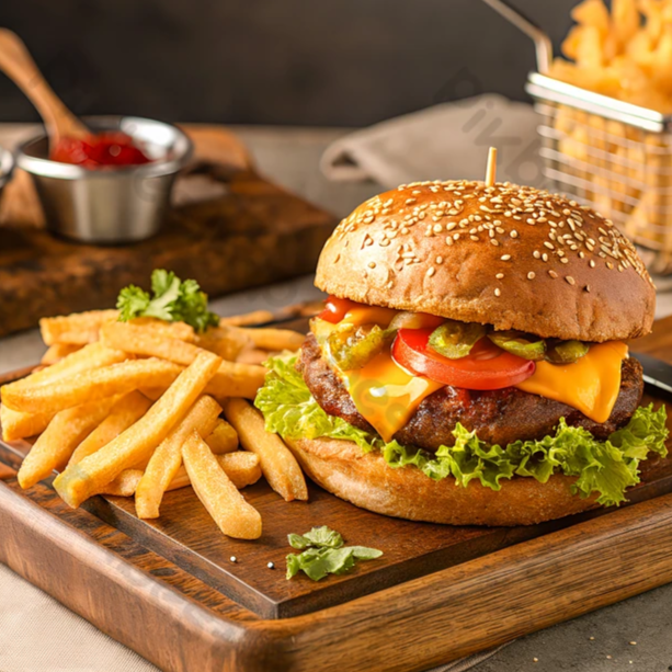 Hamburguesa Sencilla C/ Papas