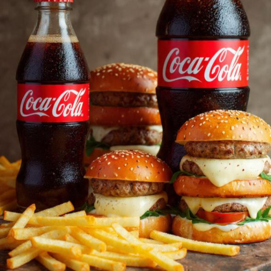 “Combo Familia 4 hamburguer artesanal preparado com um suculento disco de carne bovina de 130g, grelhado na brasa no ponto perfeito e servido em um macio pão brioche. Coberto com queijo mussarela completamente derretido,mais uma batata frita de 400g mais coca cola de 1 Lt acompanhado de uma fresca salada de alface e tomate, finalizado com um molho especial que realça cada mordida.”