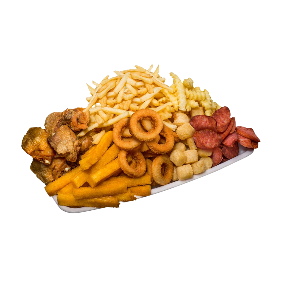 São 1,8kg de deliciosas porções. Serve 6 pessoas.
Batata, frango, calabresa batata crinkle, mandioca, anéis de cebola e polenta.
Nao é possivel alterar a composição deste combo.
** Devido a embalagem e transporte nossos produtos podem sofrer variações, não ficando iguais servidas em loja.