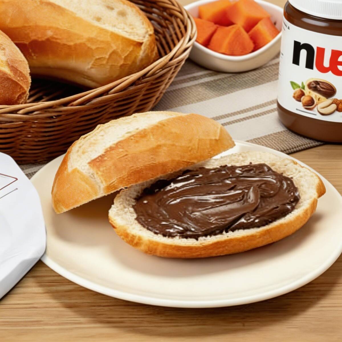 Pão Francês com Nutella para um café da manhã top!