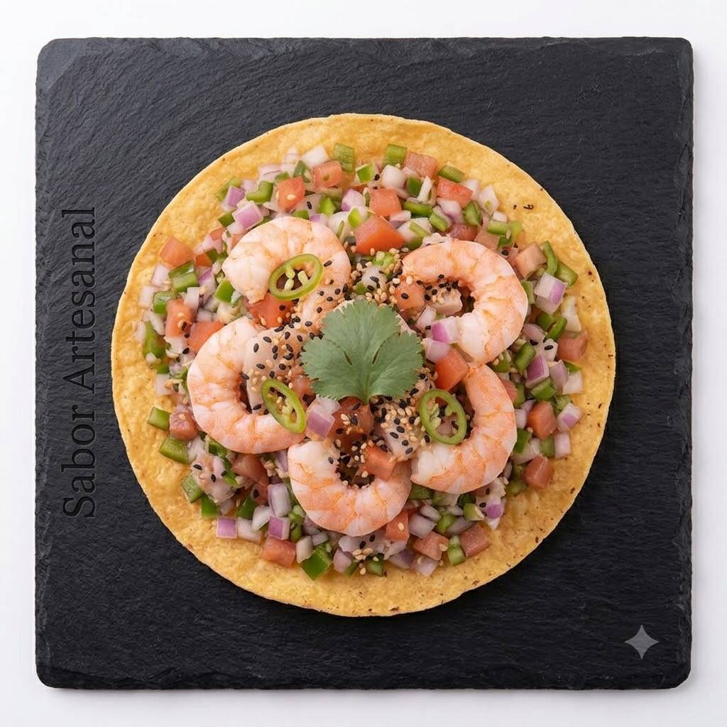 Tostada de Ceviche de Camarón