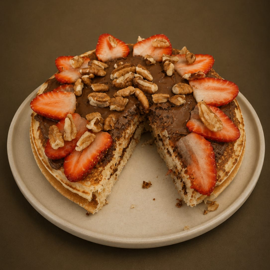 Hot cakes (3) (fresa o plátano, con nutella, mermelada o cajeta)