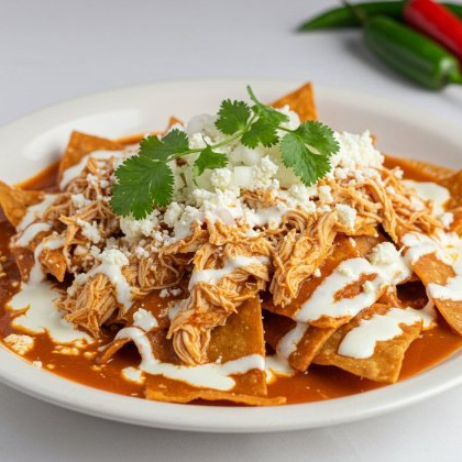 Chilaquiles Rojos De Pollo