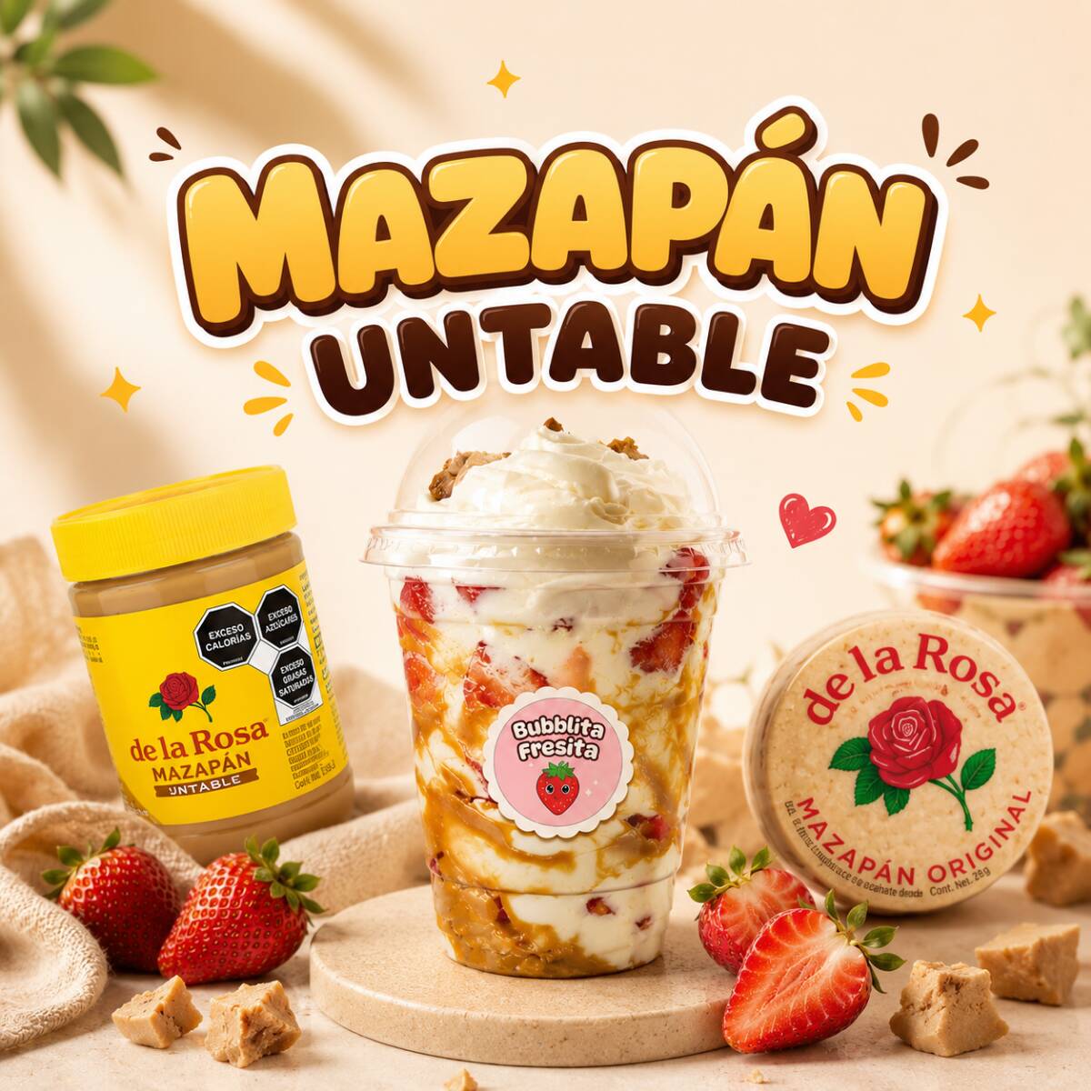 FRESAS CON CREMA- MAZAPÁN UNTABLE