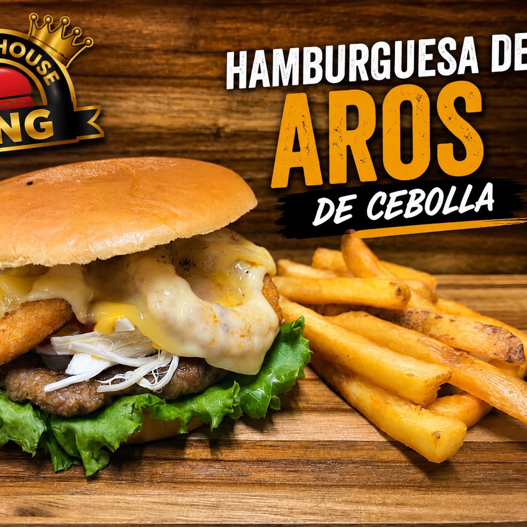Hamburguesa de Aros de Cebolla con Papas