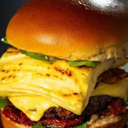 Delicioso Burguer Black Grill é feito com 02 Burguers Artesanais de 130g Cada, Queijo Coalho, Alface, Tomate, Cebola Roxa, Bacon Crocante, Cebola Crispy, Molho Grill e Mostarda da Casa no Pão Brioche. Um Clássico Simplesmente Irresistível.