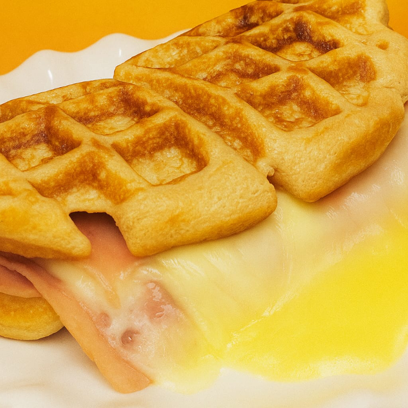Waffle Salado de Jamón y Queso