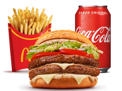 Os novos sanduíches contêm dois hambúrgueres de carne 100% bovina. O peso total da carne in natura (somando-se os dois hambúrgueres) aumentou em 51,7%-77,6g, passando de 150g para 227,6g, em comparação com o peso total de carne in natura (um hambúrguer) p