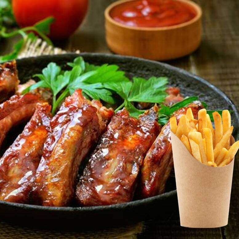 10 Hapspork Costillas BBQ + Papas
