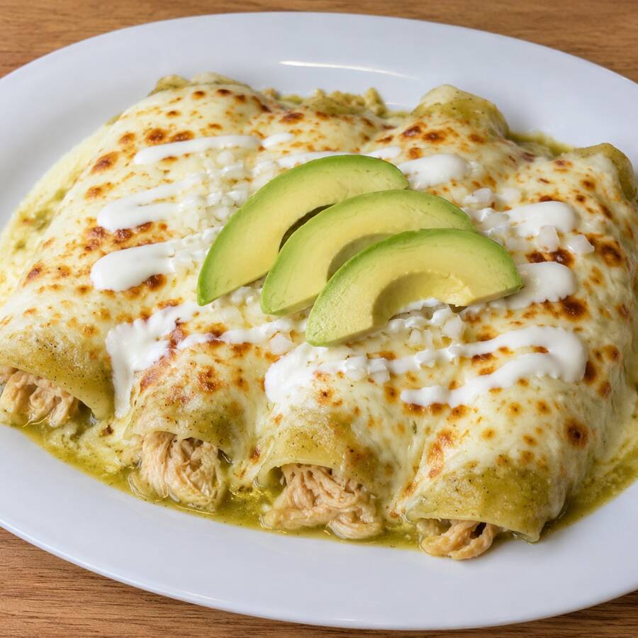Enchiladas Suizas con Queso 4 Pzas