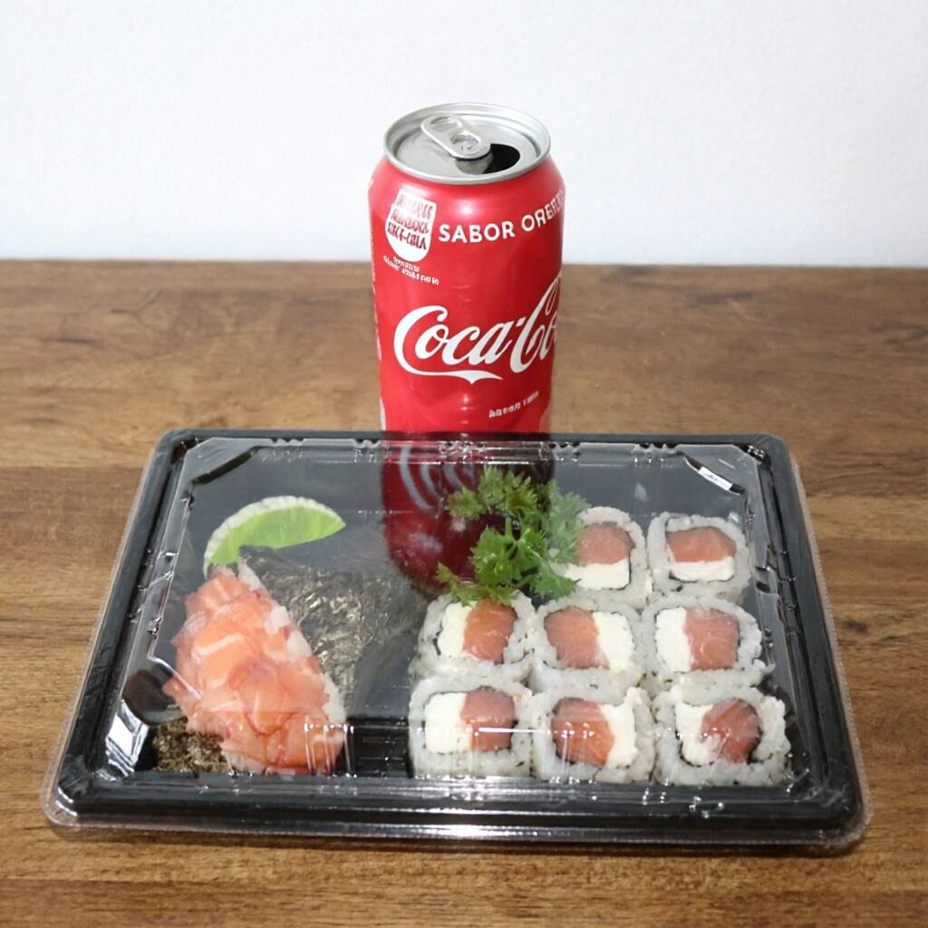 Temaki filadefia 8 uramaki filadelfia e coca cola 350ml