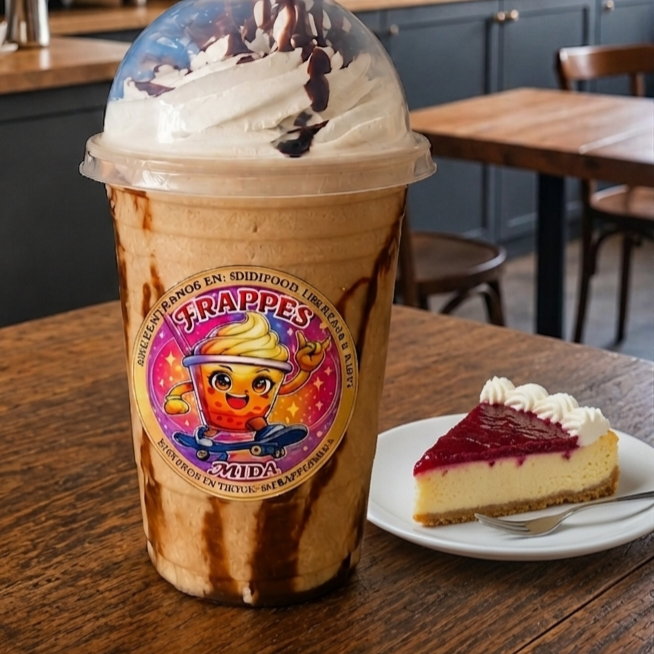 Frappé Capuchino + Rebanada Cheesecake Frambuesa