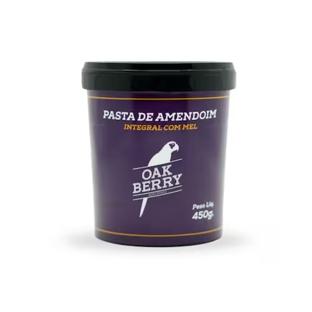 Pasta de amendoim integral com mel oakberry. Ingredientes: amendoim torrado sem pele e mel. Não contém glúten. Peso líq.: 450g. Alérgicos: contém amendoim, pode conter amêndoa, avelã e castanha de caju.