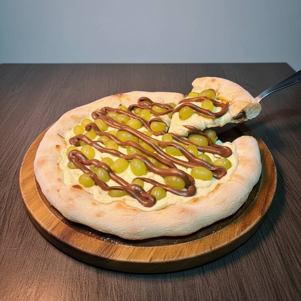 Essa pizza maravilhosa, com muitoooo Ninho, uva e pra finalizar ainda tem a Nutella perfeita pra você! Vai perder?