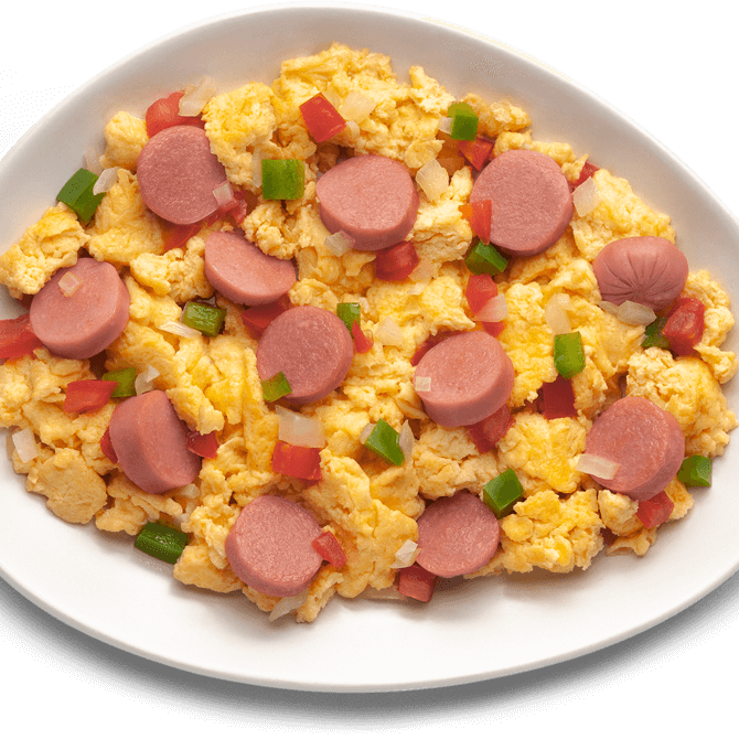 Combo Huevos con Salchicha +agua del dia
