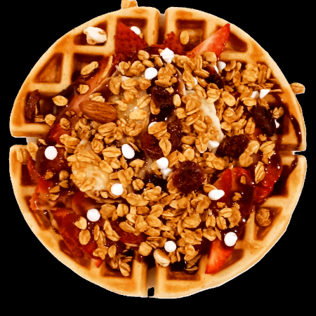 WAFFLE CON GRANOLA Y NUTELLA