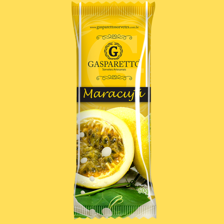 Picolé artesanal sabor maracujá.