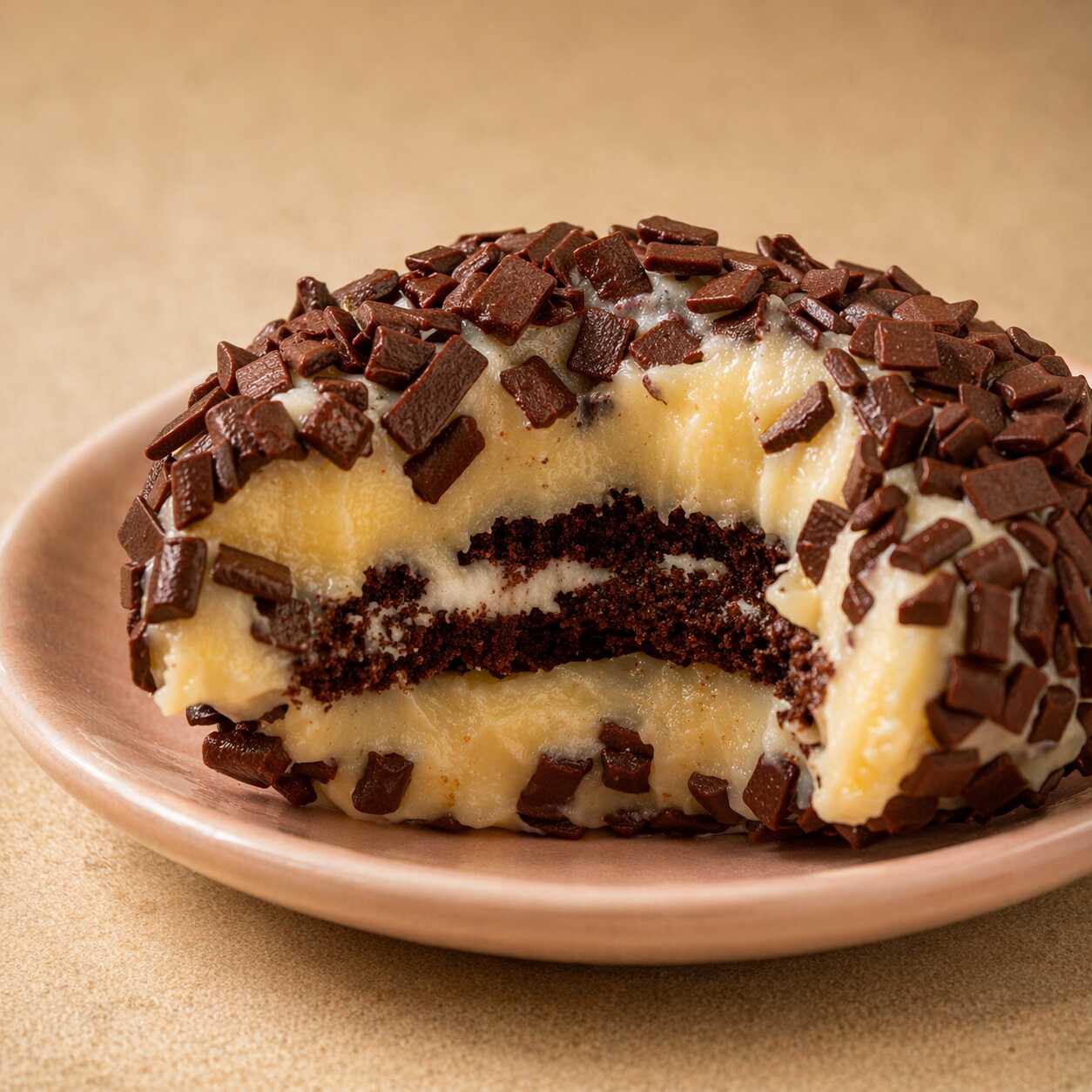 Brigadeiro branco super cremoso com biscoito Oreo e finalização de flakes de chocolate.