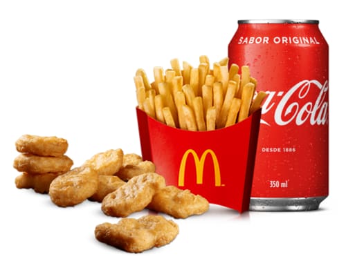Os frangos empanados mais irresistíveis do Mcdonald’s com acompanhamento e bebida. Não utilize o campo de observações, as alterações devem ser realizadas no pedido