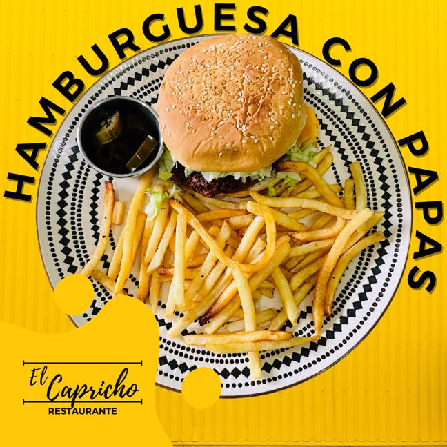 Hamburguesa con Papas y Refresco 355ml