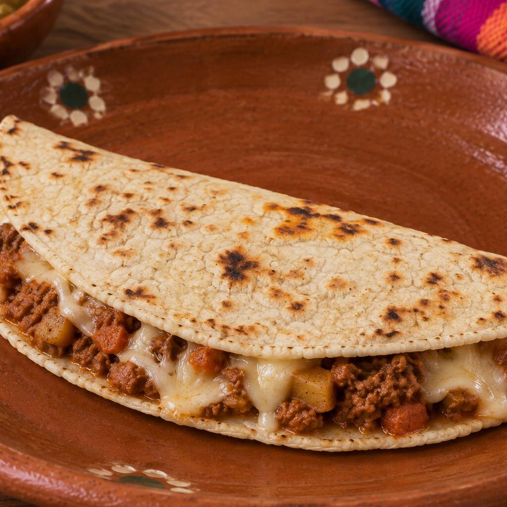 Quesadilla de Comal de Bistec en Salsa